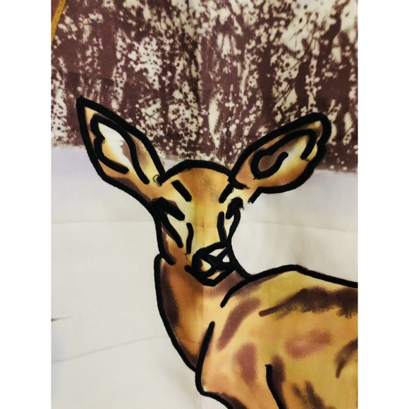 VTG Nylon Deer Fawn Cardinal Large House Porch Lawn Flag Banner approx 27”x 38” - Picture 2 of 11